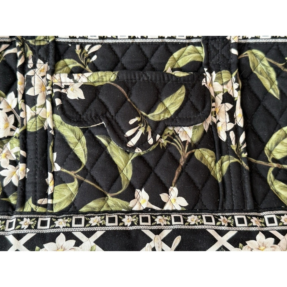 Retired Vera Bradley Black Jasmine Floral Quilted Medium Tote & Makeup Bag EUC - Picture 3 of 16